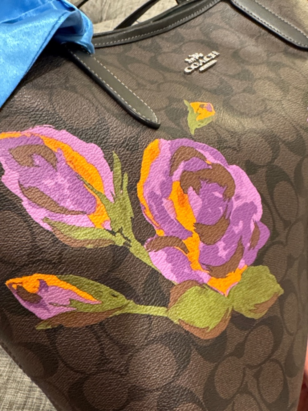 Coach Bag City Tote in Signature Brown with Floral Print - Picture 11 of 17
